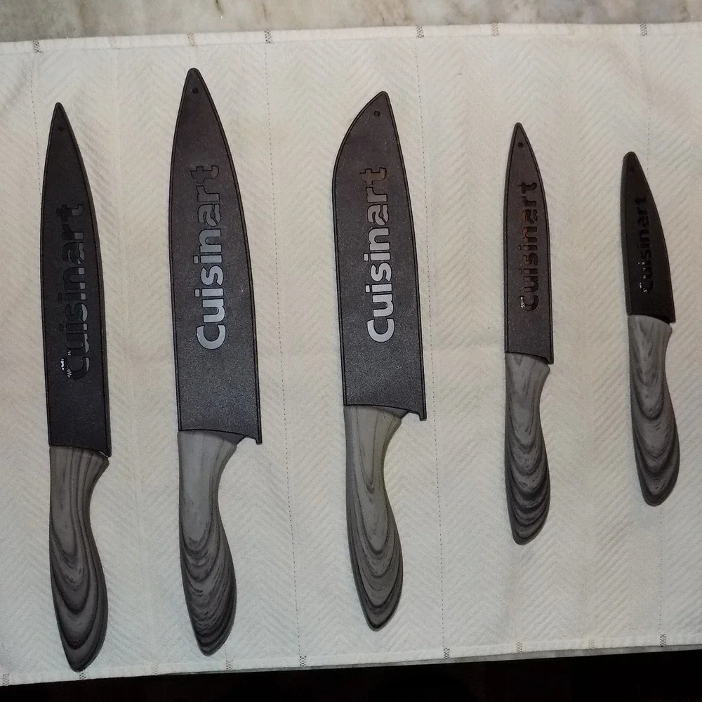Cuisinart Knife Set Grey Excellent 10pc Stainless Steel Woodgrain look